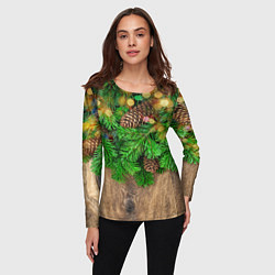 Лонгслив женский Елка, цвет: 3D-принт — фото 2