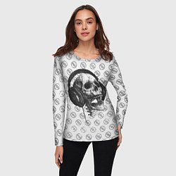 Лонгслив женский Череп меломана, цвет: 3D-принт — фото 2
