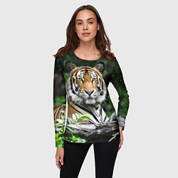Лонгслив женский Тигр в джунглях, цвет: 3D-принт — фото 2