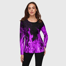 Лонгслив женский Фиолетовый огонь, цвет: 3D-принт — фото 2