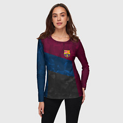 Лонгслив женский FC Barcelona: Dark polygons, цвет: 3D-принт — фото 2