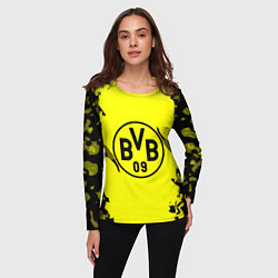 Лонгслив женский FC Borussia Dortmund: Yellow & Black, цвет: 3D-принт — фото 2