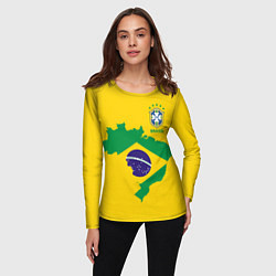 Лонгслив женский Сборная Бразилии: желтая, цвет: 3D-принт — фото 2