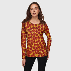 Лонгслив женский Пицца пепперони, цвет: 3D-принт — фото 2