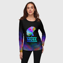 Лонгслив женский Muse: Neon Flower, цвет: 3D-принт — фото 2