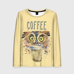 Женский лонгслив Owls like coffee