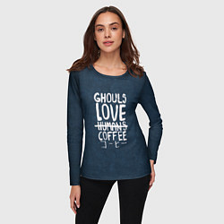 Лонгслив женский Ghouls Love Coffee, цвет: 3D-принт — фото 2