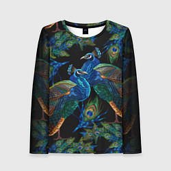 Женский лонгслив Павлины - вышивка гладью