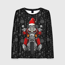 Лонгслив женский Santa skeleton on a motorcycle, цвет: 3D-принт