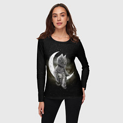 Лонгслив женский Кот на луне, цвет: 3D-принт — фото 2