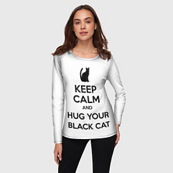Лонгслив женский Обними своего черного кота, цвет: 3D-принт — фото 2