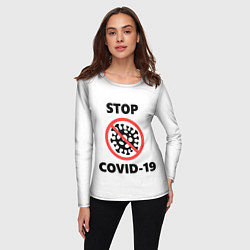 Лонгслив женский STOP COVID-19, цвет: 3D-принт — фото 2