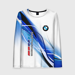 Лонгслив женский BMW волны - blue-white, цвет: 3D-принт