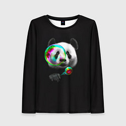 Лонгслив женский Панда и мыльный пузырь, цвет: 3D-принт