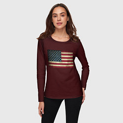 Лонгслив женский USA флаг, цвет: 3D-принт — фото 2