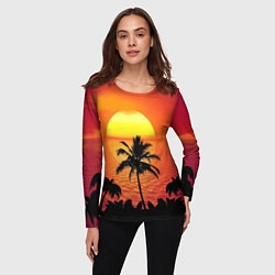 Лонгслив женский Пальмы на фоне моря, цвет: 3D-принт — фото 2