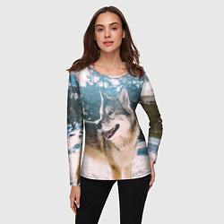 Лонгслив женский Волк и снег, цвет: 3D-принт — фото 2