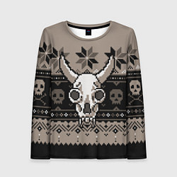 Лонгслив женский Свитер с черепом быка, цвет: 3D-принт