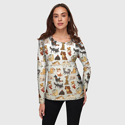 Лонгслив женский Узор песики собачки гав, цвет: 3D-принт — фото 2
