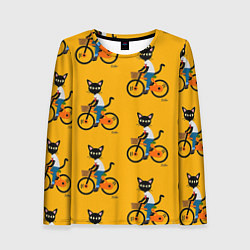 Лонгслив женский Котики на велосипедах, цвет: 3D-принт