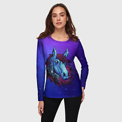 Лонгслив женский Retrowave Neon Horse, цвет: 3D-принт — фото 2