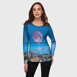 Лонгслив женский Лунный пляж, цвет: 3D-принт — фото 2
