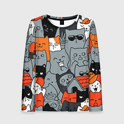 Лонгслив женский Разноцветные коты, цвет: 3D-принт