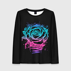 Лонгслив женский Неоновая Роза Neon Rose, цвет: 3D-принт