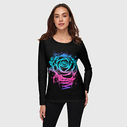Лонгслив женский Неоновая Роза Neon Rose, цвет: 3D-принт — фото 2