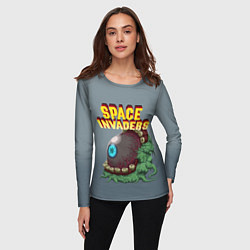 Лонгслив женский Boss Space Invaders Old game Z, цвет: 3D-принт — фото 2