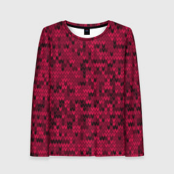 Лонгслив женский Красно-черный абстрактный узор, цвет: 3D-принт