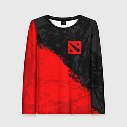 Женский лонгслив DOTA 2 RED LOGO, БРЫЗГИ КРАСОК