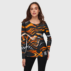 Лонгслив женский Окрас тигра, цвет: 3D-принт — фото 2