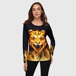 Лонгслив женский Тигр В Пламени, цвет: 3D-принт — фото 2