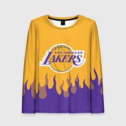 Лонгслив женский LA LAKERS NBA FIRE ЛЕЙКЕРС ОГОНЬ, цвет: 3D-принт