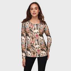 Лонгслив женский Паттерн йорки, цвет: 3D-принт — фото 2