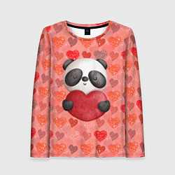 Лонгслив женский Панда с сердечком день влюбленных, цвет: 3D-принт