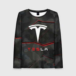 Лонгслив женский Tesla Sport Logo, цвет: 3D-принт