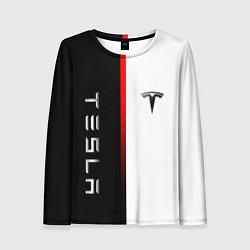 Женский лонгслив ТЕСЛА -TESLA КРАСНАЯ ЛИНИЯ МИНИМАЛИЗМ