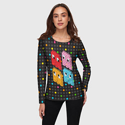 Лонгслив женский Pac-man пиксели, цвет: 3D-принт — фото 2