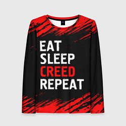 Лонгслив женский Eat Sleep Creed Repeat - Краски, цвет: 3D-принт