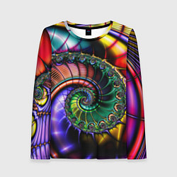 Лонгслив женский Красочная фрактальная спираль Colorful fractal spi, цвет: 3D-принт
