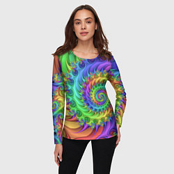 Лонгслив женский Красочная фрактальная спираль Узор Colorful fracta, цвет: 3D-принт — фото 2