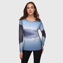 Лонгслив женский Горы Озеро Туман, цвет: 3D-принт — фото 2
