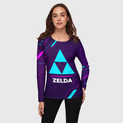 Лонгслив женский Символ Zelda в неоновых цветах на темном фоне, цвет: 3D-принт — фото 2