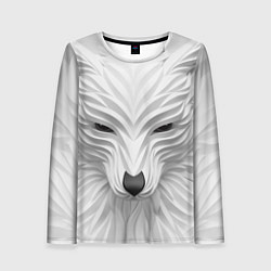 Лонгслив женский Волк - белый, цвет: 3D-принт