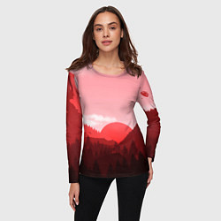 Лонгслив женский Закат в горах в розовых тонах, цвет: 3D-принт — фото 2