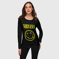 Лонгслив женский Nirvana глитч, цвет: 3D-принт — фото 2
