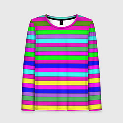 Лонгслив женский Multicolored neon bright stripes, цвет: 3D-принт