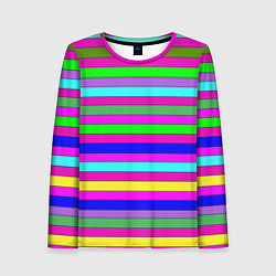 Женский лонгслив Multicolored neon bright stripes